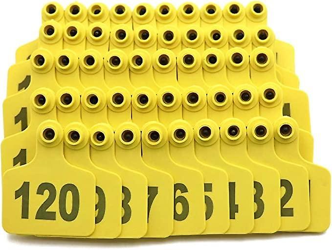 100個 ヤギ豚の耳 タグ 牛 牛 子牛 農場 黄色