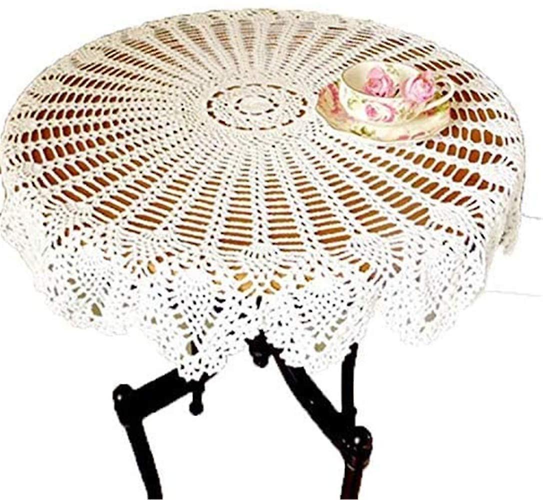 Runde gehäkelte Spitzendeckchen Weiß 90 cm