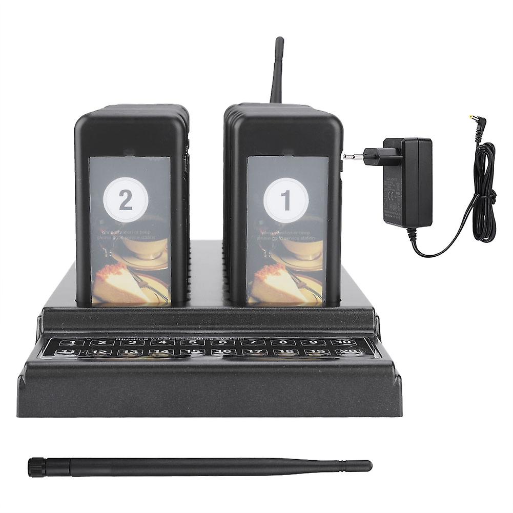 20 Channels Restaurant Pager Waiter Calling System Wireless Paging Queue System(EU Plug)