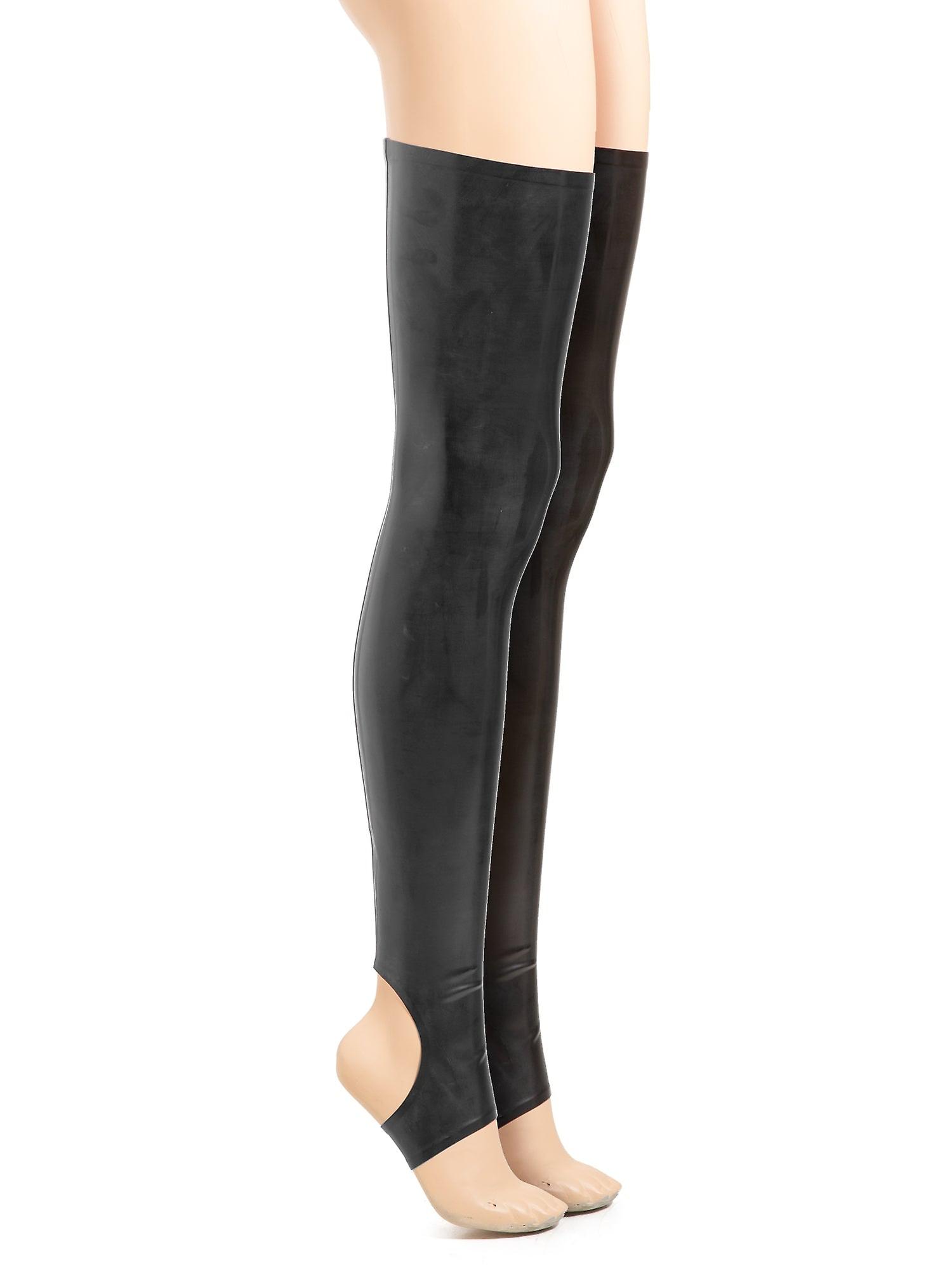 Black Latex Footless Stockings With A Rear Seam