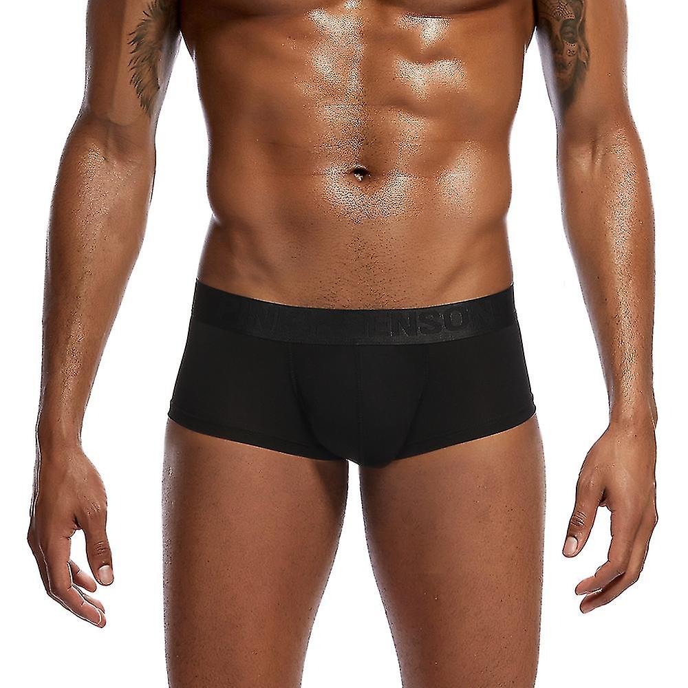 Men Solid Color Underwear Boxer Briefs Shorts Pouch Ultra-thin Underpants