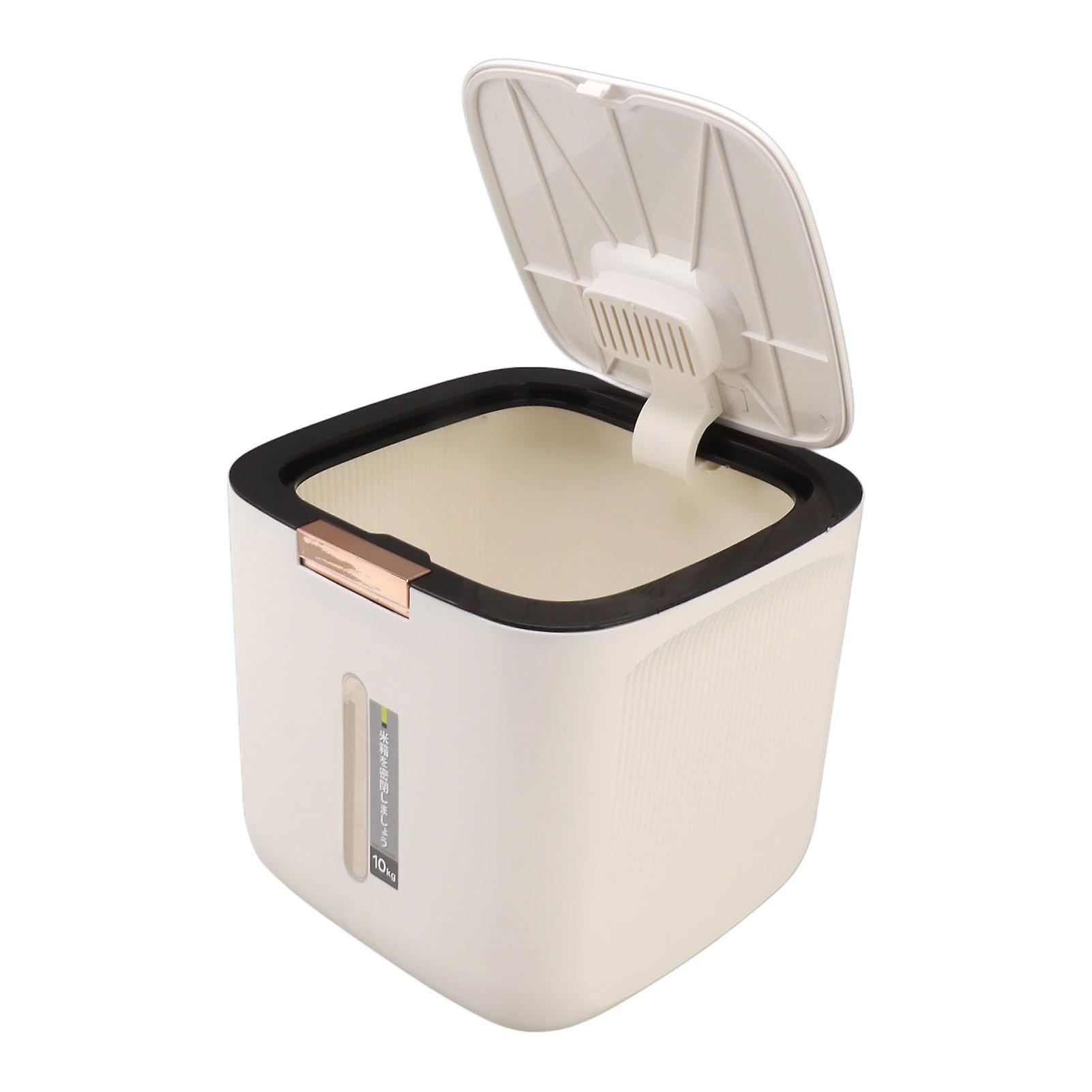 Rice Storage Container 22.0lb Capacity Food Grade PP Thickened Sealed Grain Storage Barrel with Measuring Cup and Lid Black 