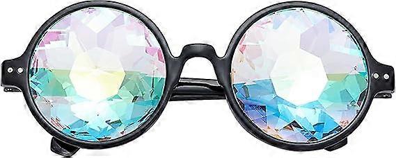 Kaleidoscope Glasses for  Rainbow Prism Diffraction Crystal Lenses(Black Frame)