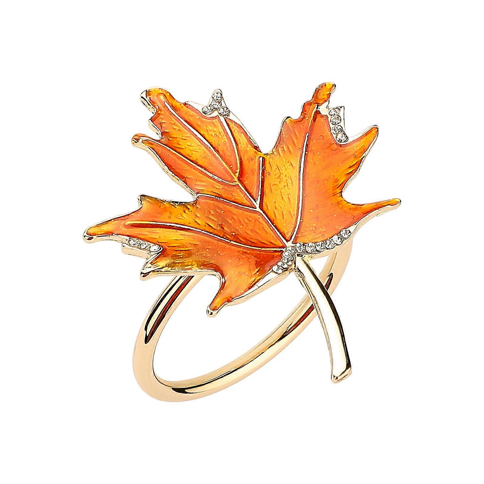 8Pcs Festive Maple Leaf Napkin Rings for Fall Holidays, 3.8cm Inner Diameter