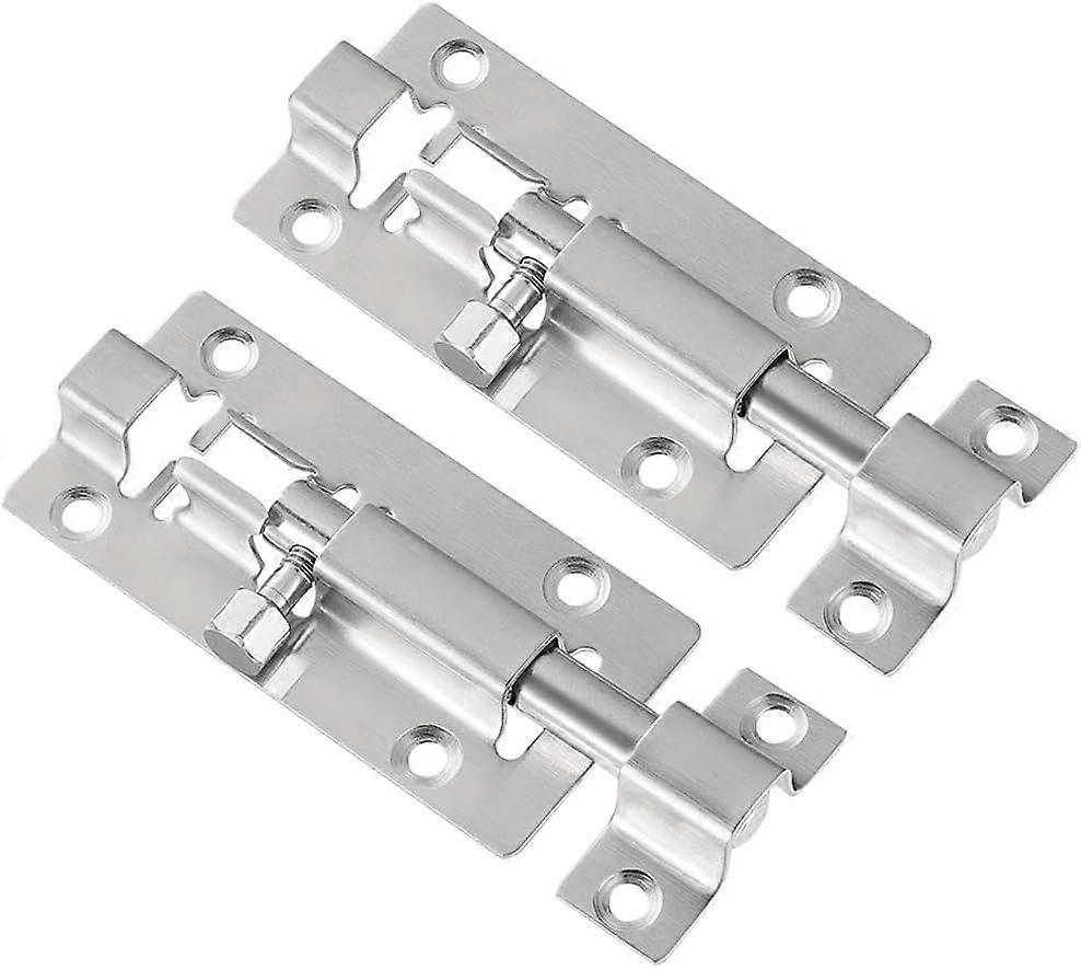 2 Pack Barrel Bolt, Upgrade 3 Inches Slide Latch Lock, Thickened Stainless Steel Slide Lock for Door, Brushed Finish Sliding Door Latch with 12PCS Scr