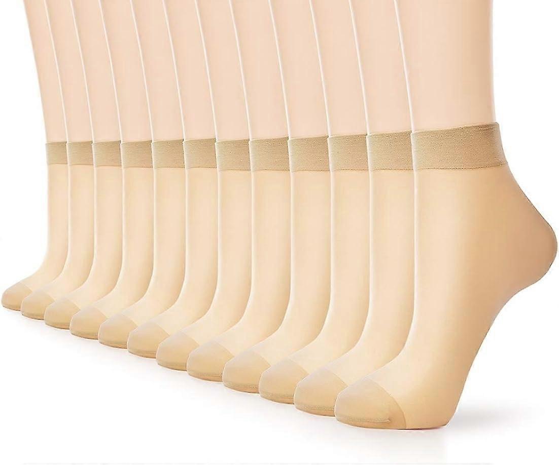 12 Pairs Ankle Nylon Socks for Women - 20D Sheer Pantyhose Socks