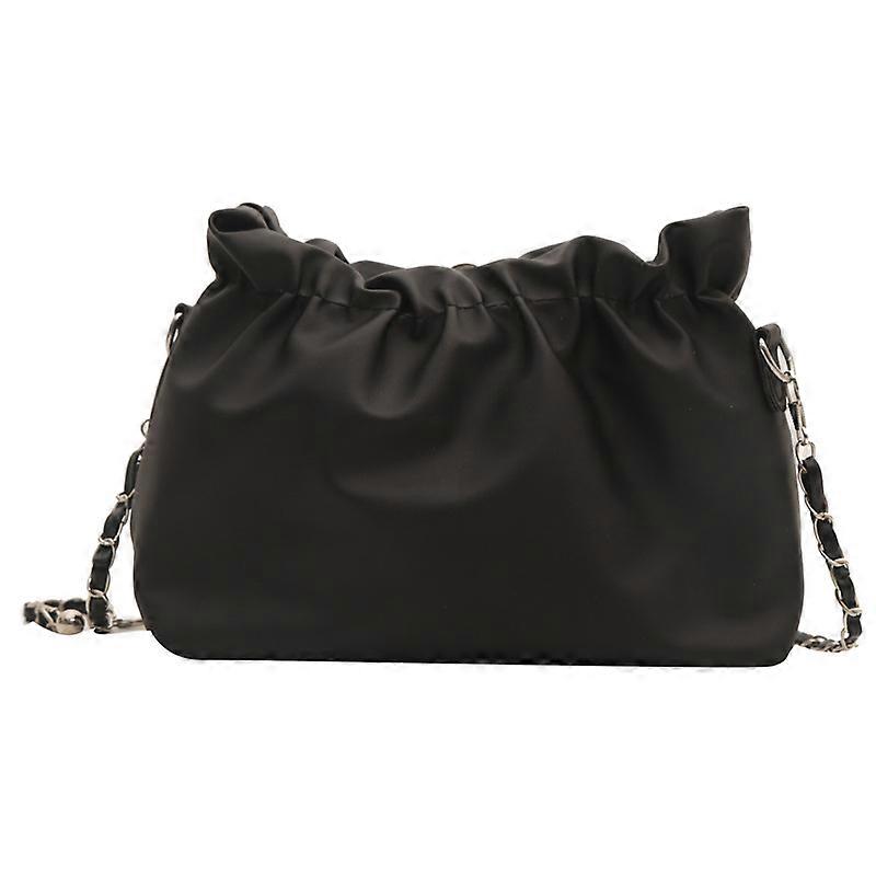 Ladies Lightweight Pleated Quilted Padded Handbag Cloud Bag,Black