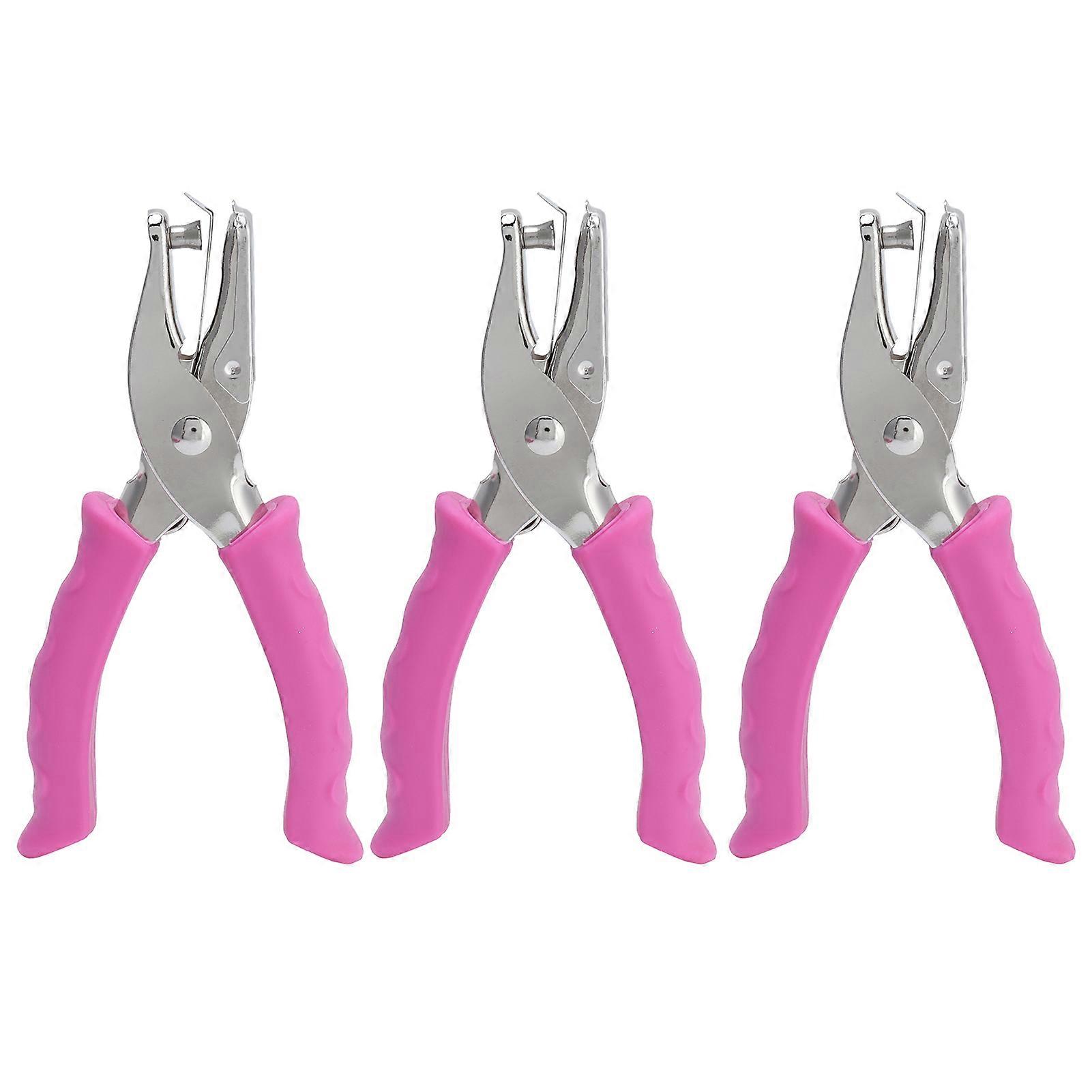 3 Pack Single Hole Puncher 6mm in Metal Handheld with Soft Handle for Paper Card Ticket