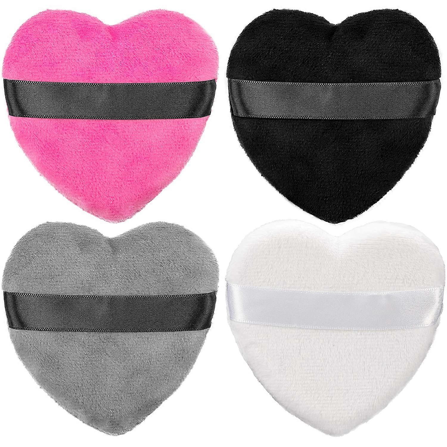 4 Stück Make-up Gemischte Puderquaste, Herzform mit Schultergurt, Make-up T