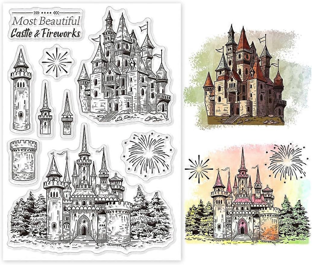 1Sheet Castle Silicone Clear Stamp Seals