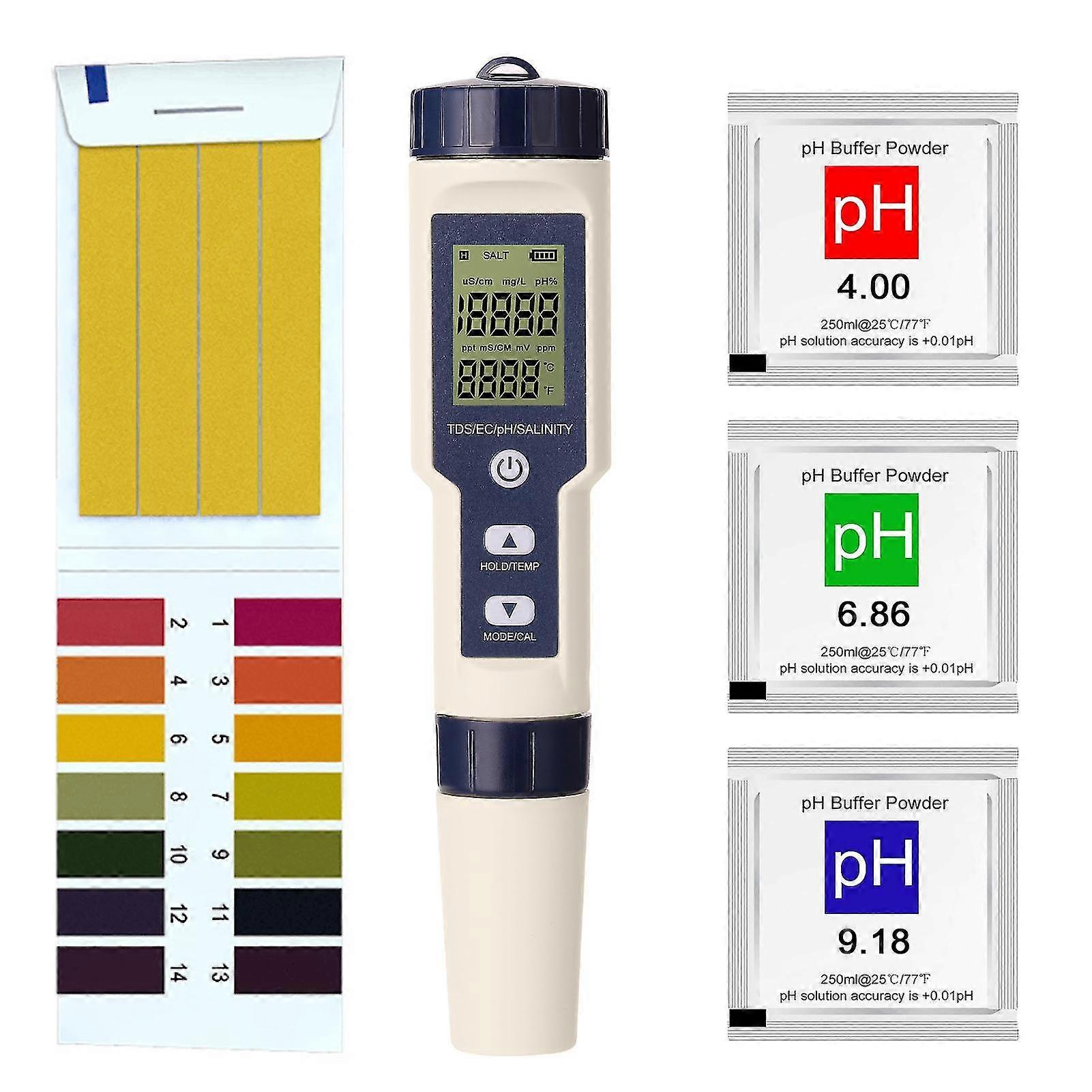 5 in 1 Professional Multi-parameter Combo Testing Meter PH/EC/TDS/Salinity/Thermometer Digital
