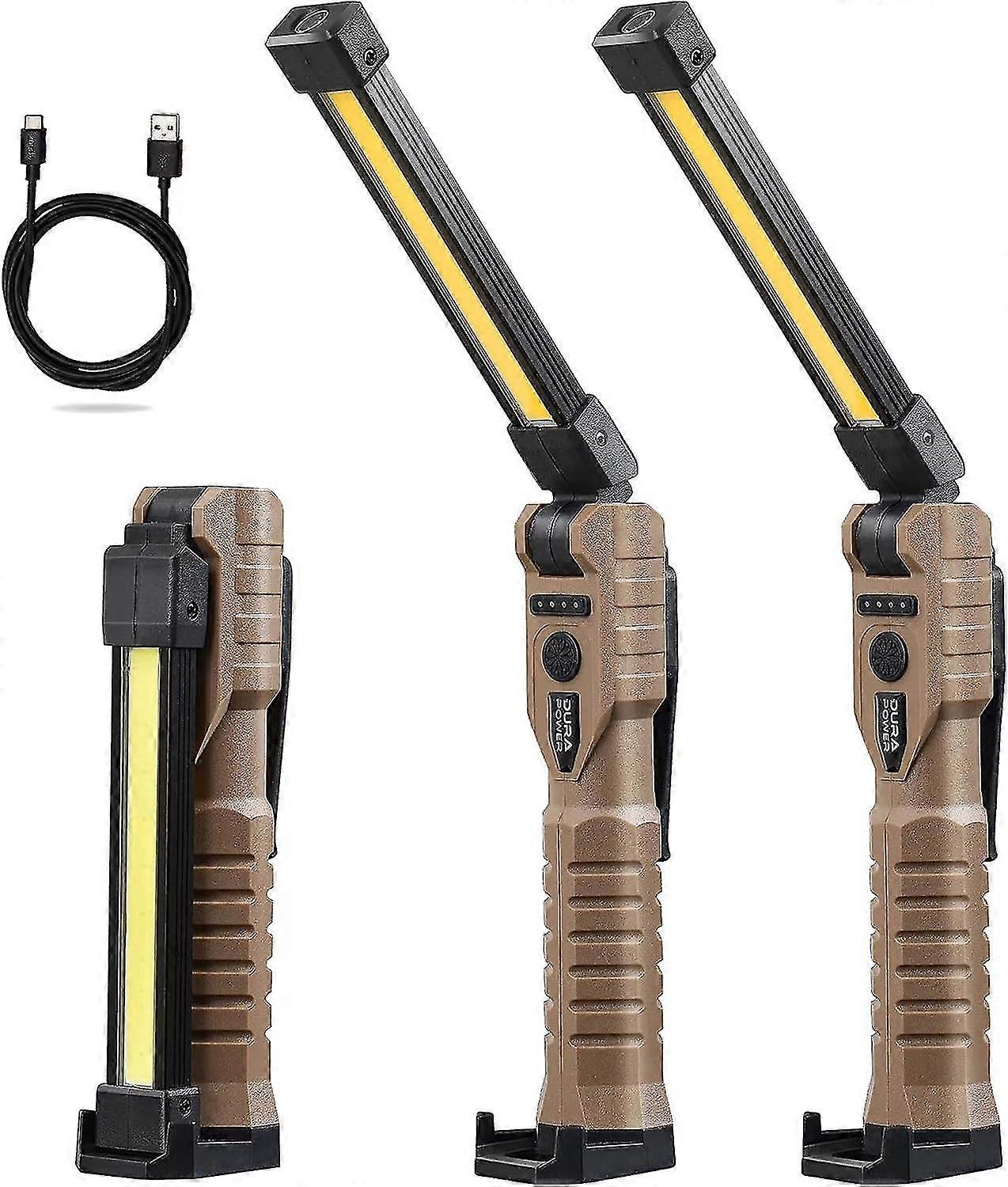 Rechargeable Led Mechanic Work Light 800 Lumens Foldable Magnetic Flashlight Automotive Work Light, Hook, 180 Rotate, Power Indicator For Mechanic, Re