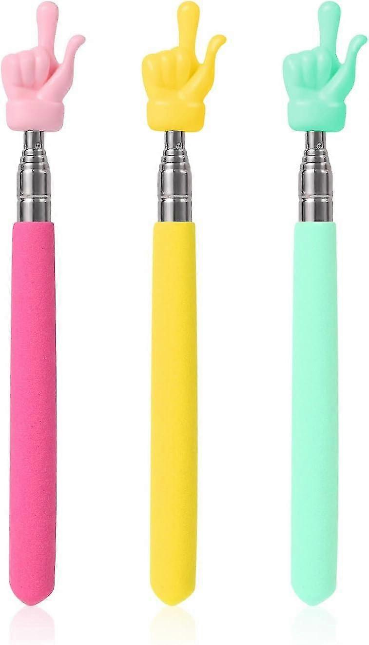3pcs Telescopic Teachers Pointers, Extendable Pointing Stick Retractable Pointer Whiteboard Pointer for Teacher Classroom Aids (Pink, Green, Yellow)