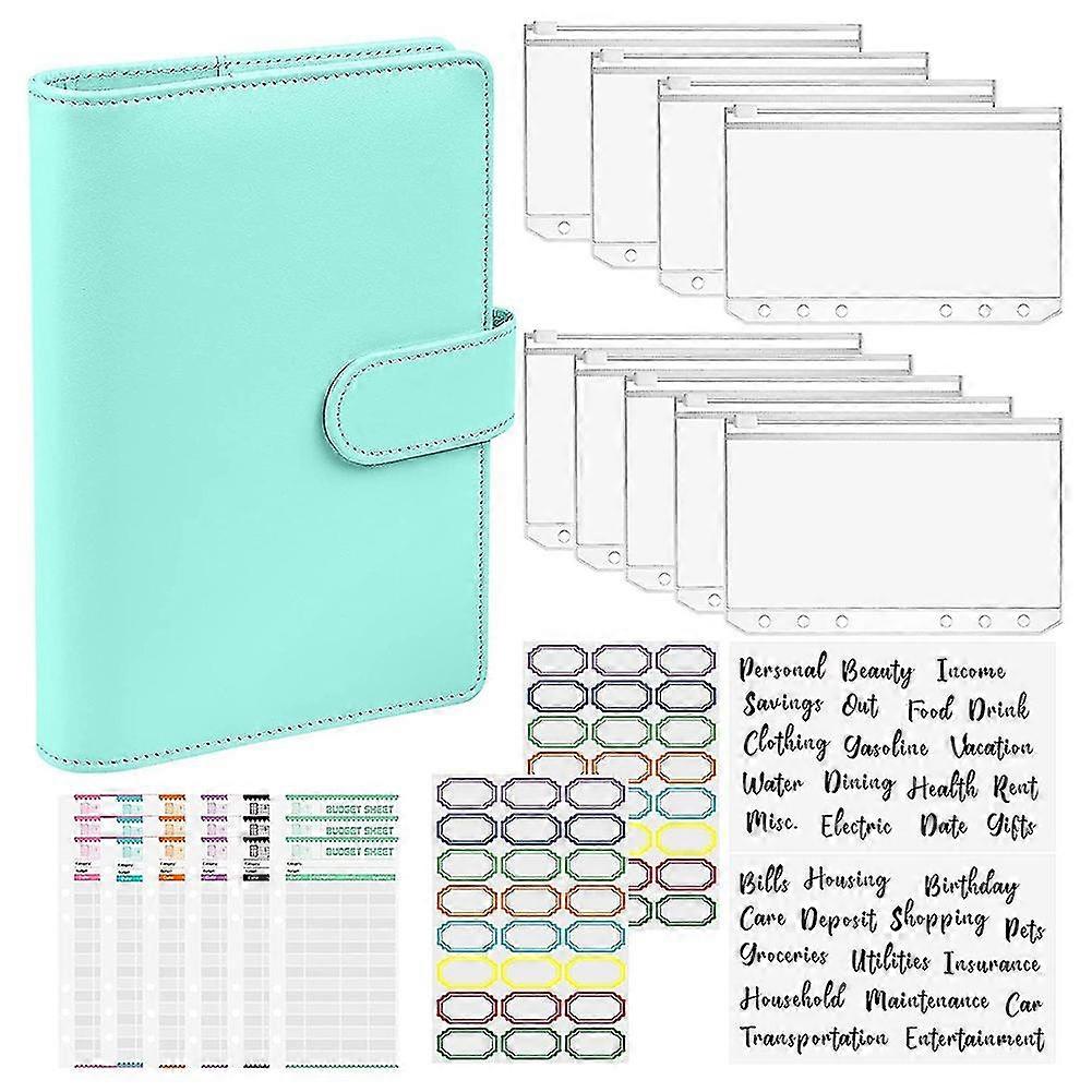 A6 PU Leather Noterbook Binder 6 Ring Binder Cover,Expense Budget Sheets,Binder Pockets,for Budget