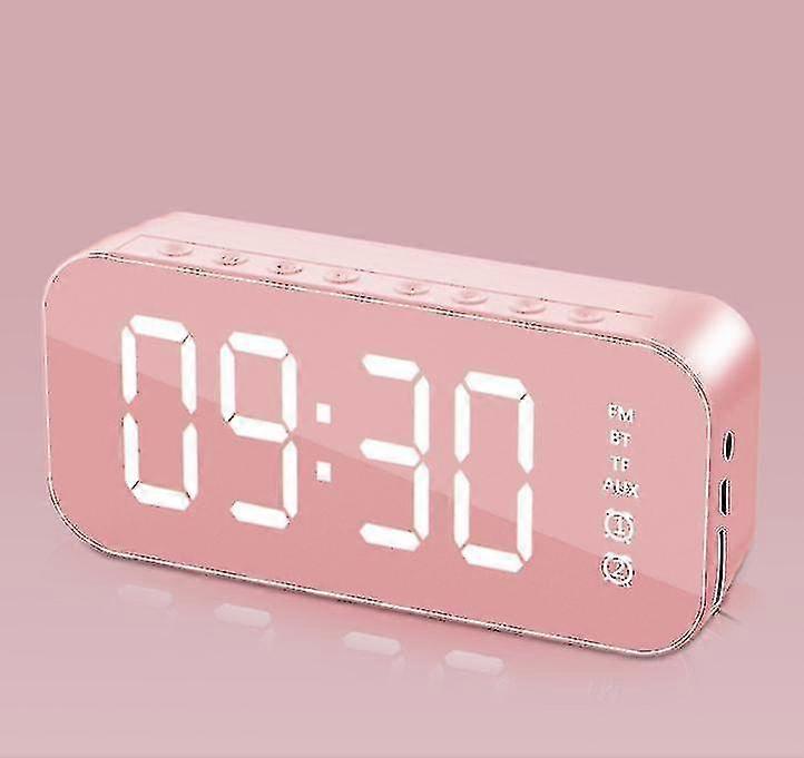 Multifunctional Led Digital Alarm Clock, Bluetooth Speaker, Bedside Desktop Luminous Pink
