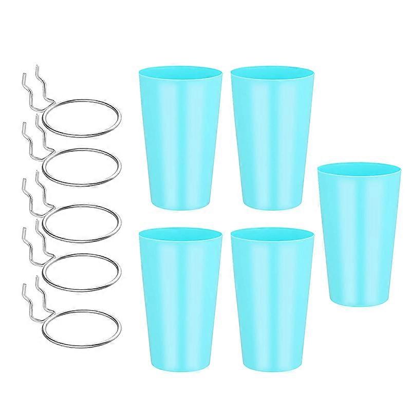 5 Sets Hooks with Cups Ring Style Bins with Rings Cup Holder Accessories