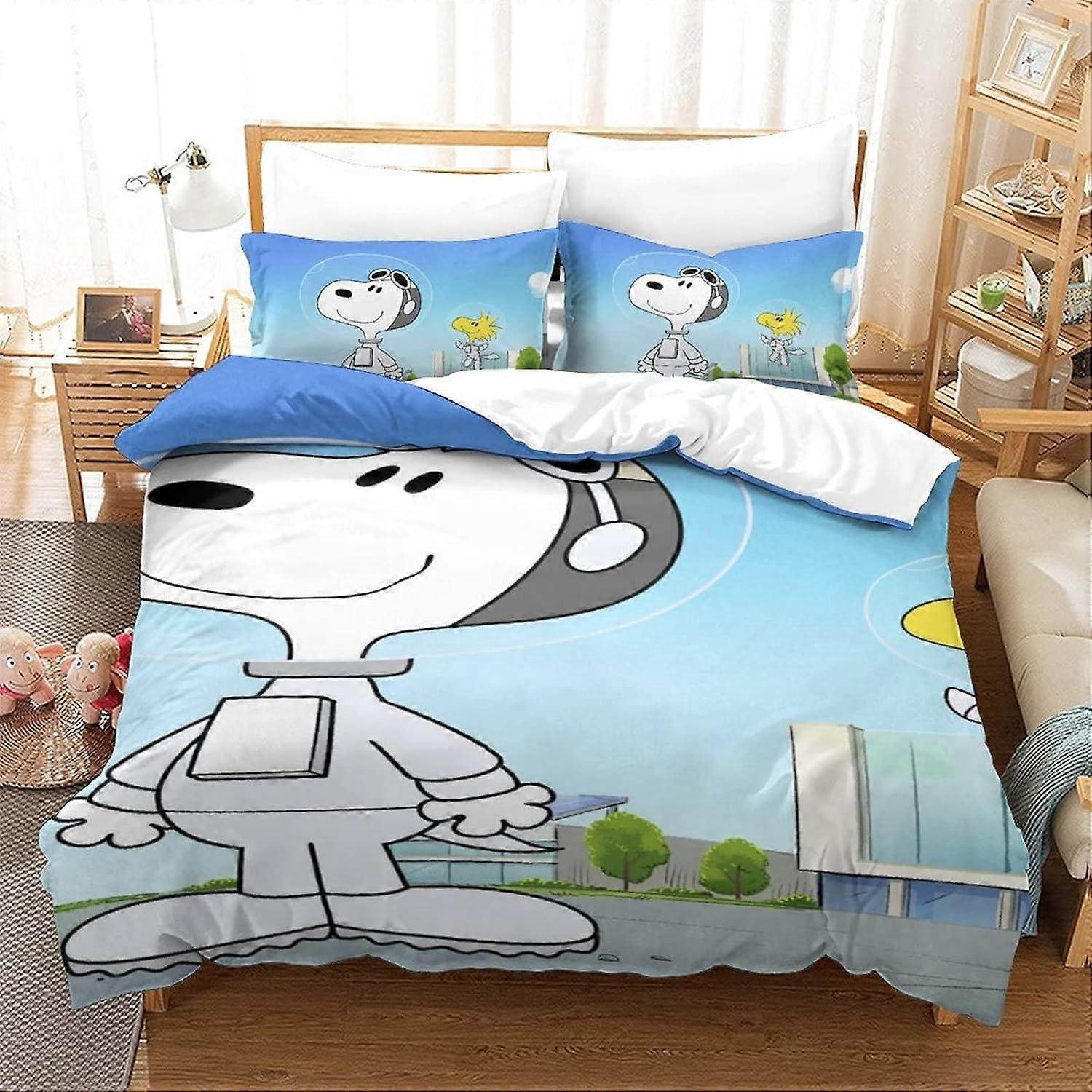 سنوبي D طباعة الفراش مجموعة قطع لينة الكرتون لحاف غطاء للأطفال الأولاد المراهقين ، ستوكات لحاف يغطي قطع مع إغلاق