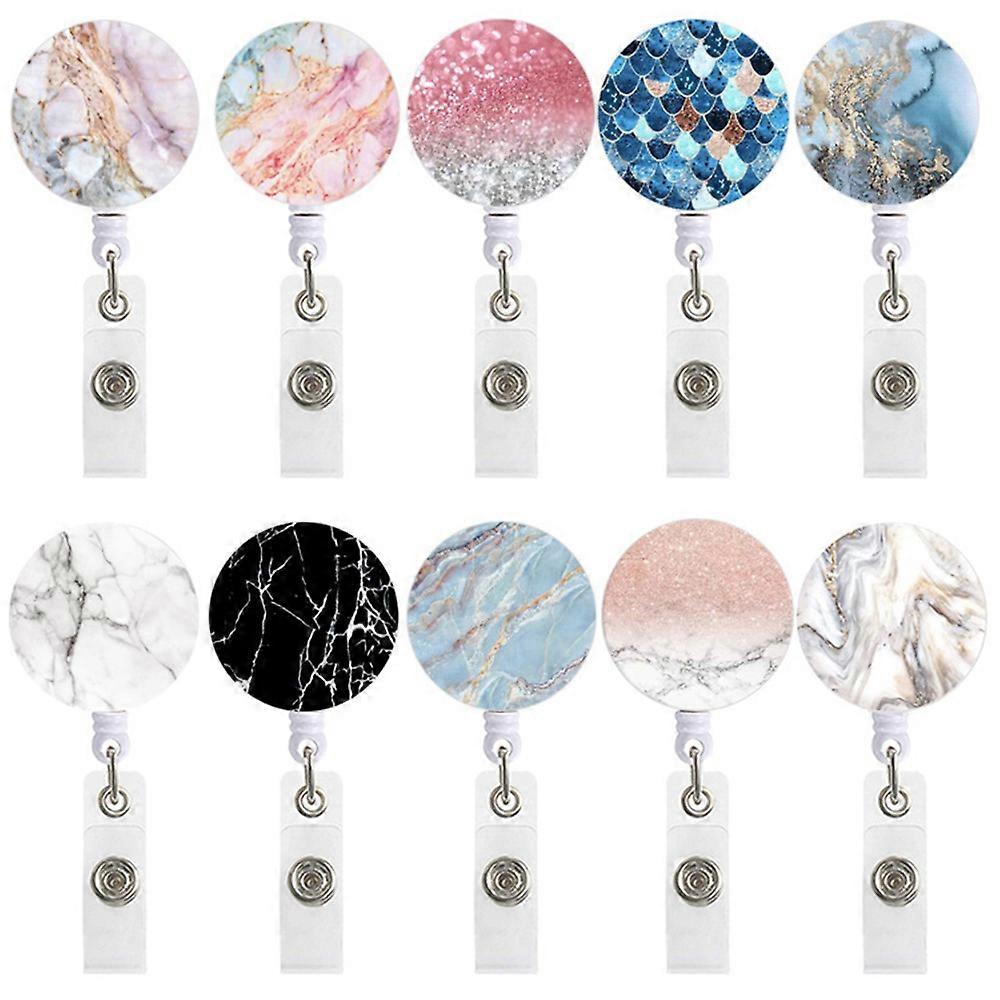 10Pcs Retractable Badge Holder Nurse Badge Reels with Clip Decorative ID Name Badge Reel for Office