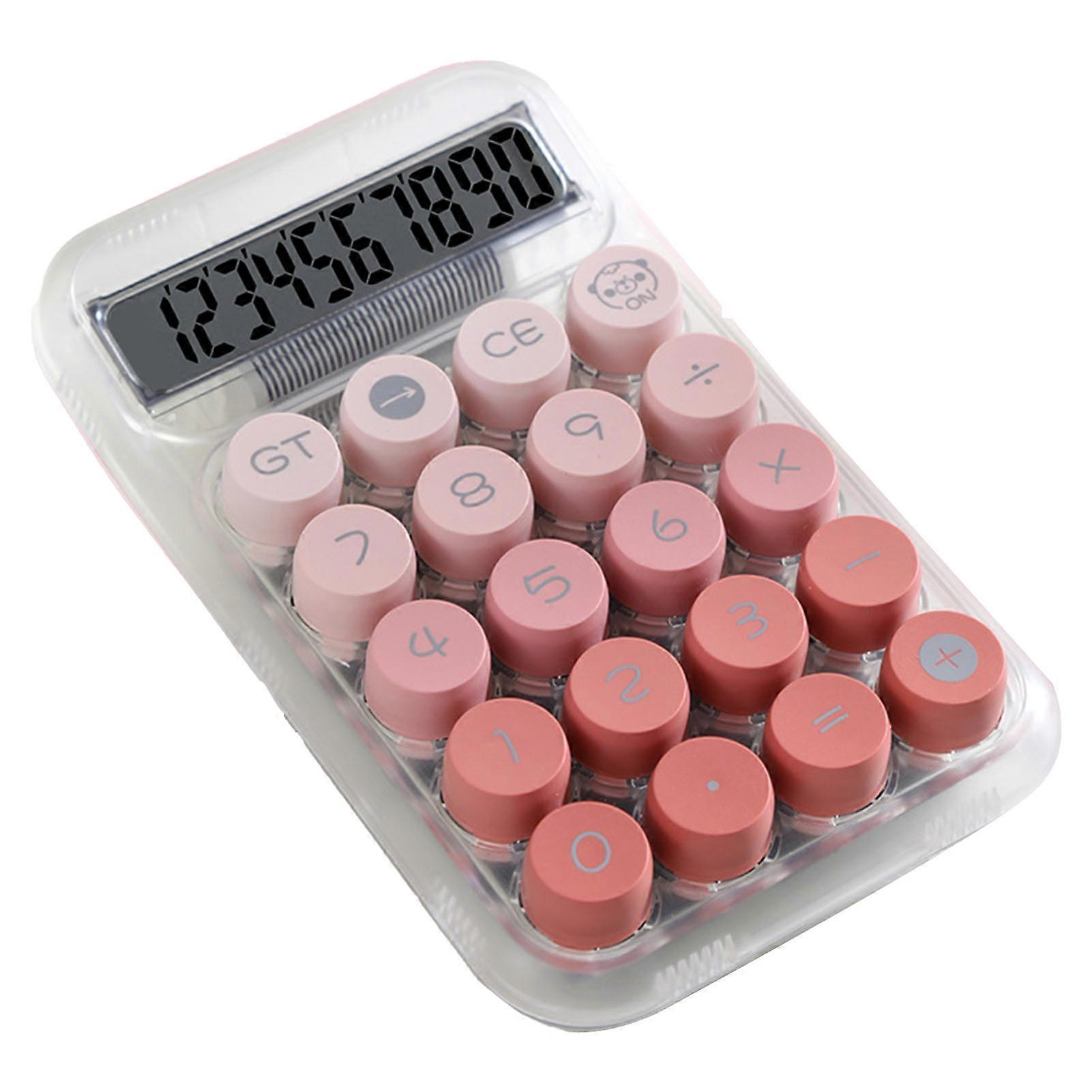 Cute Desktop Calculator Mechanical Clear Digital Display Simple Basic Desk Calculators for Business Office Supplies Pink