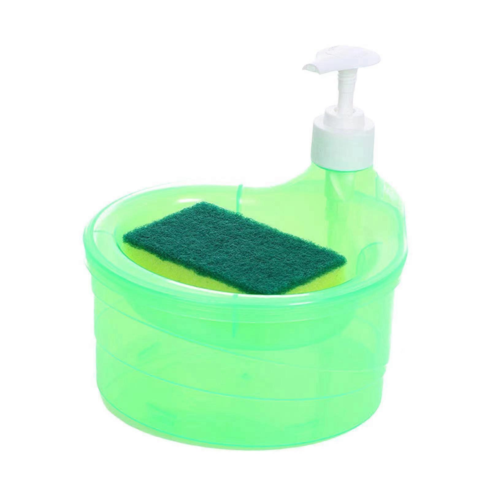 Translucent Soaps Dispenser with Sponge Holder Resuable Soaps Dispensering Tool for Kitchen