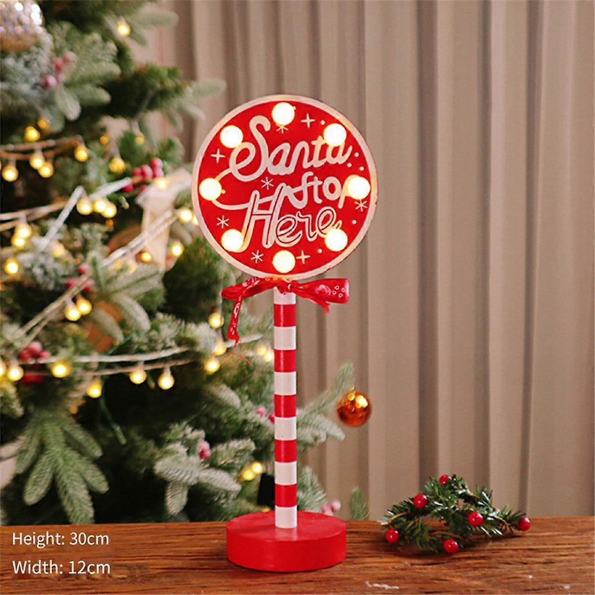 Christmas LED Light Vertical Signs with LED Light for Christmas Lamp Desk Sign Stop Ornament Christ