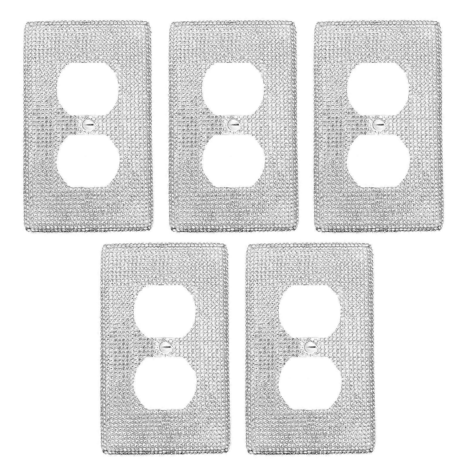 !5pcs Accessories Socket Protective With Rhinestone Shiny Light Switch Cover