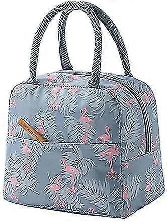 1 Lightweight Lunch Bag, 6 L, Gray With Flamingo Pattern, Small Cooler Bag, For Work, Outdoor Activities, School Trips (gray)