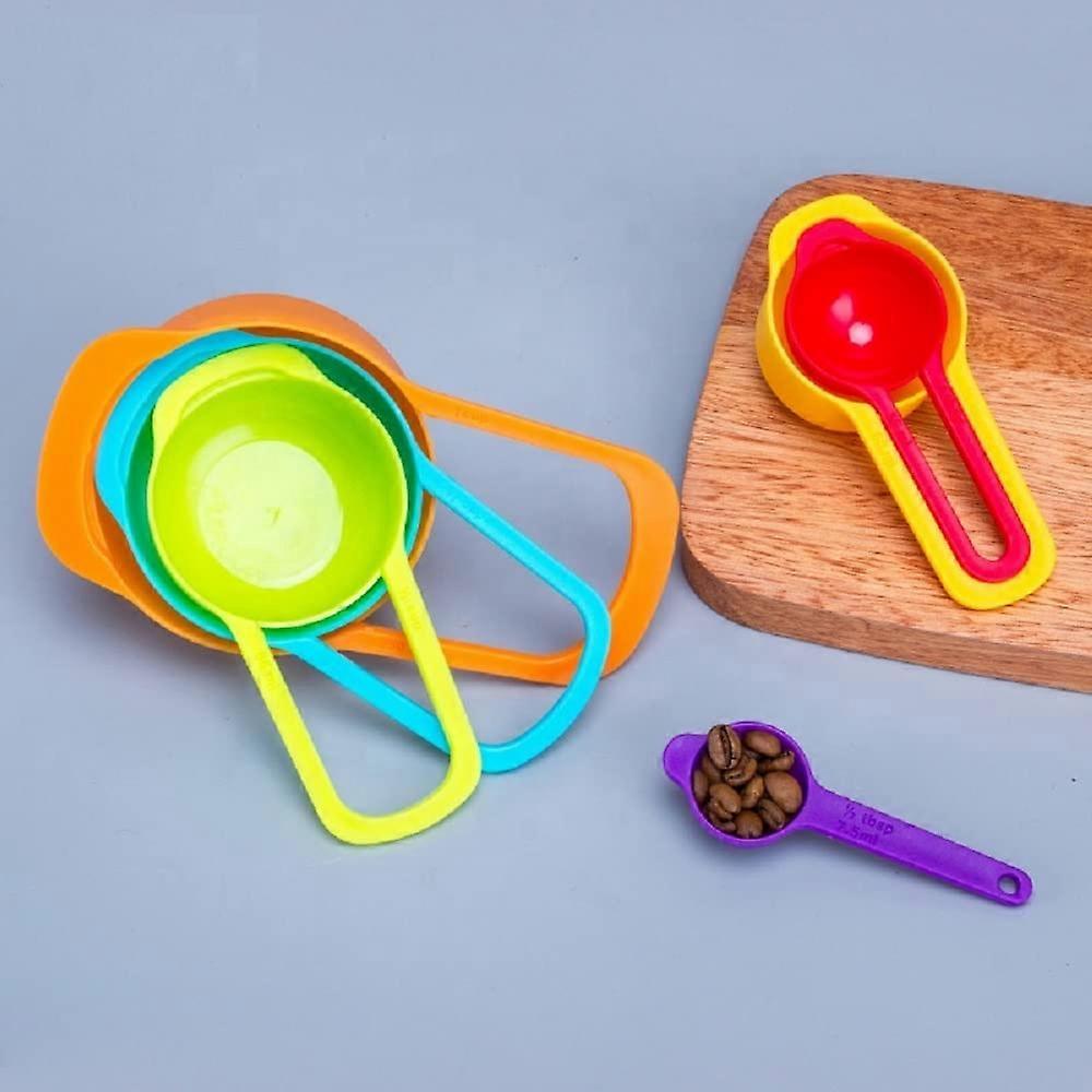 Measuring Cups and Spoons, PP Plastic Colorful Measuring Cups Set for Liquids & Dry Ingredients & General Kitchen Use