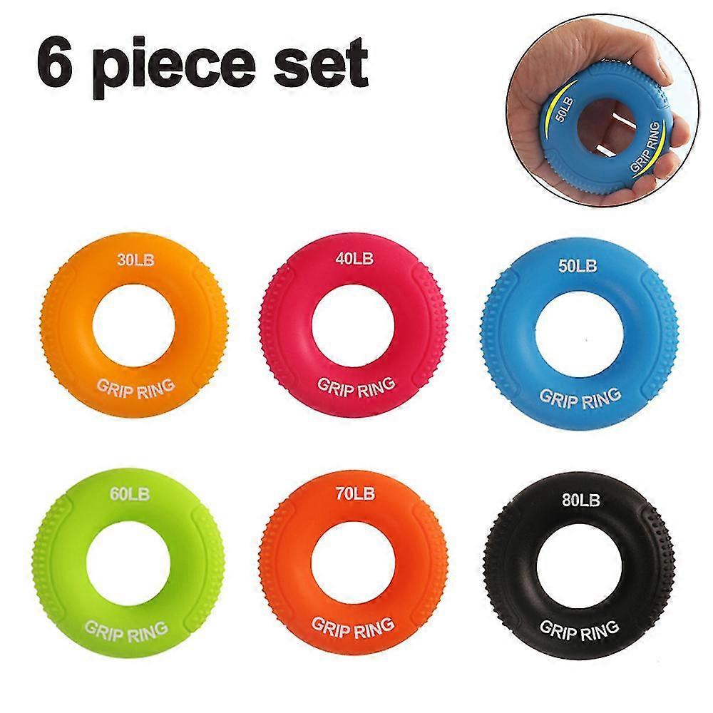 Grip Strengtheners (6 Pcs) Forearm Ring Hand Exercisers Silicone Squeezer Gripper For Muscle Strengthening Training Tool Arthritis Finger Physical The