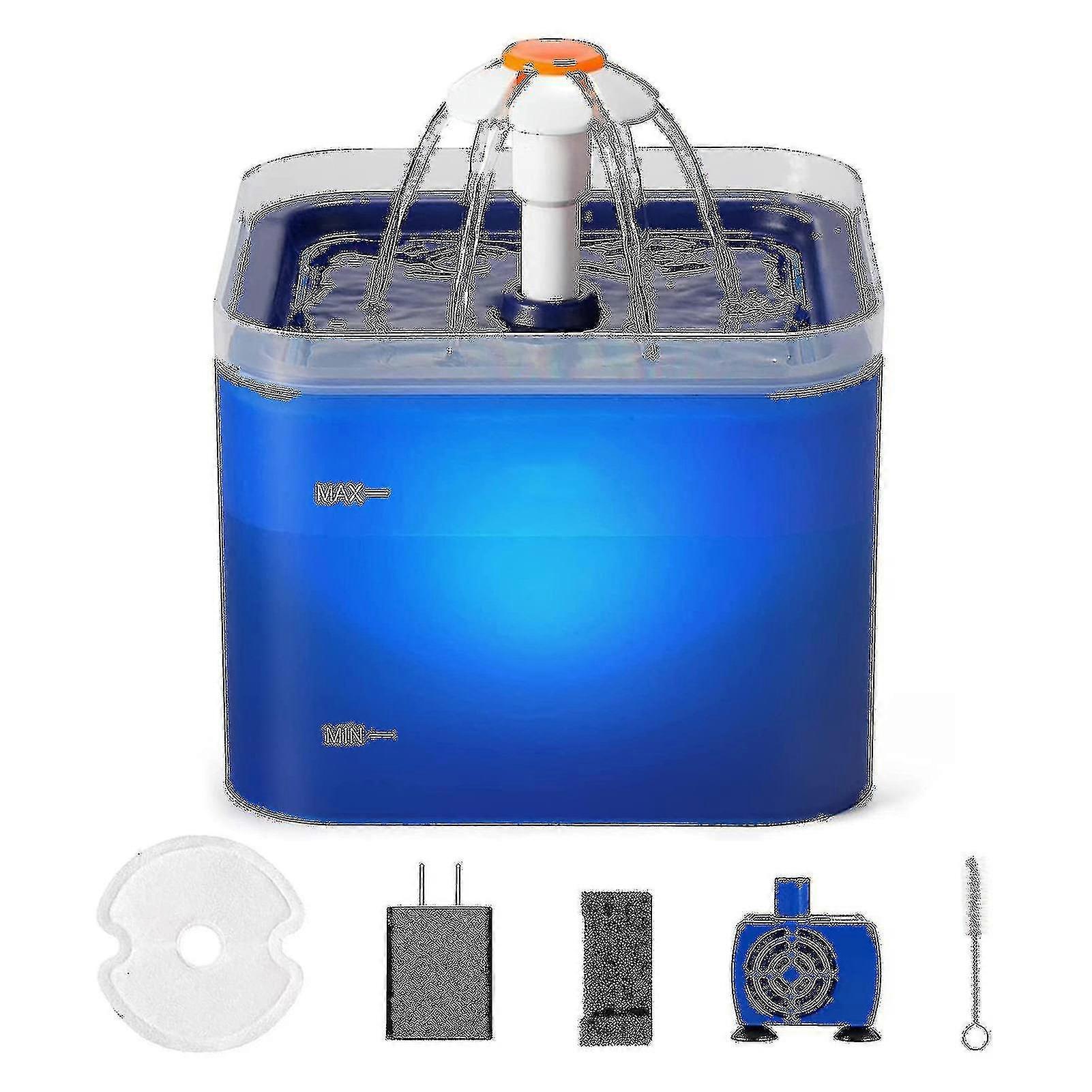 Cat Water Fountain With Led Light 67oz/2.0l Ultra Quiet Cat Drinking Fountain With Filter Automatic