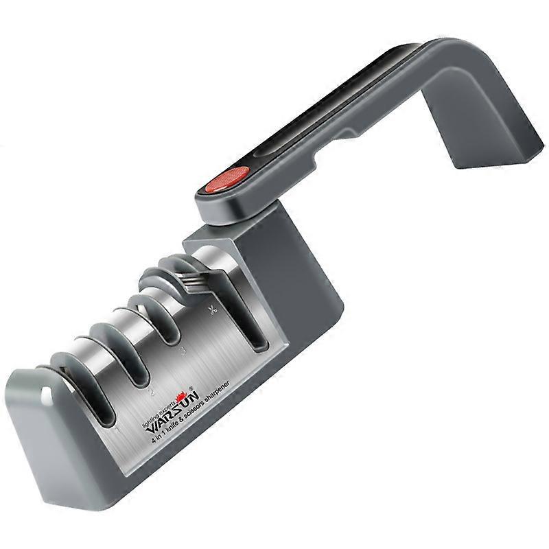 Steel, Ceramic Knife Sharpener - 3 Slots - Foldable and Compact Sharpener