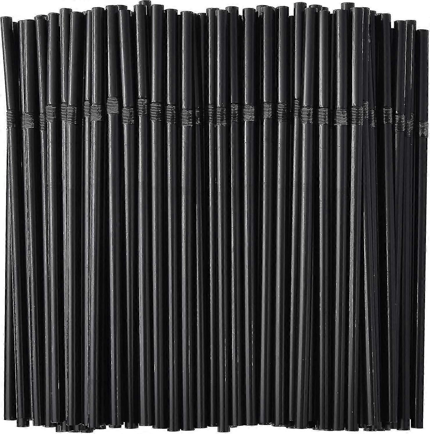 6mm 100pcs Black Flexible Drinking Straws, Plastic Disposable Bendy Straws Ty
