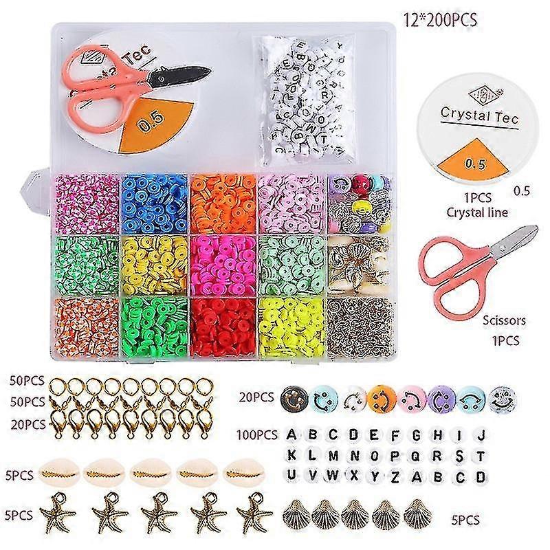 حبات الرسالة لصنع المجوهرات DIY 6 مم مسطحة جولة بوليمر كلاي فاصل سحر الخرز كيت سوار قلادة اكسسوارات جي