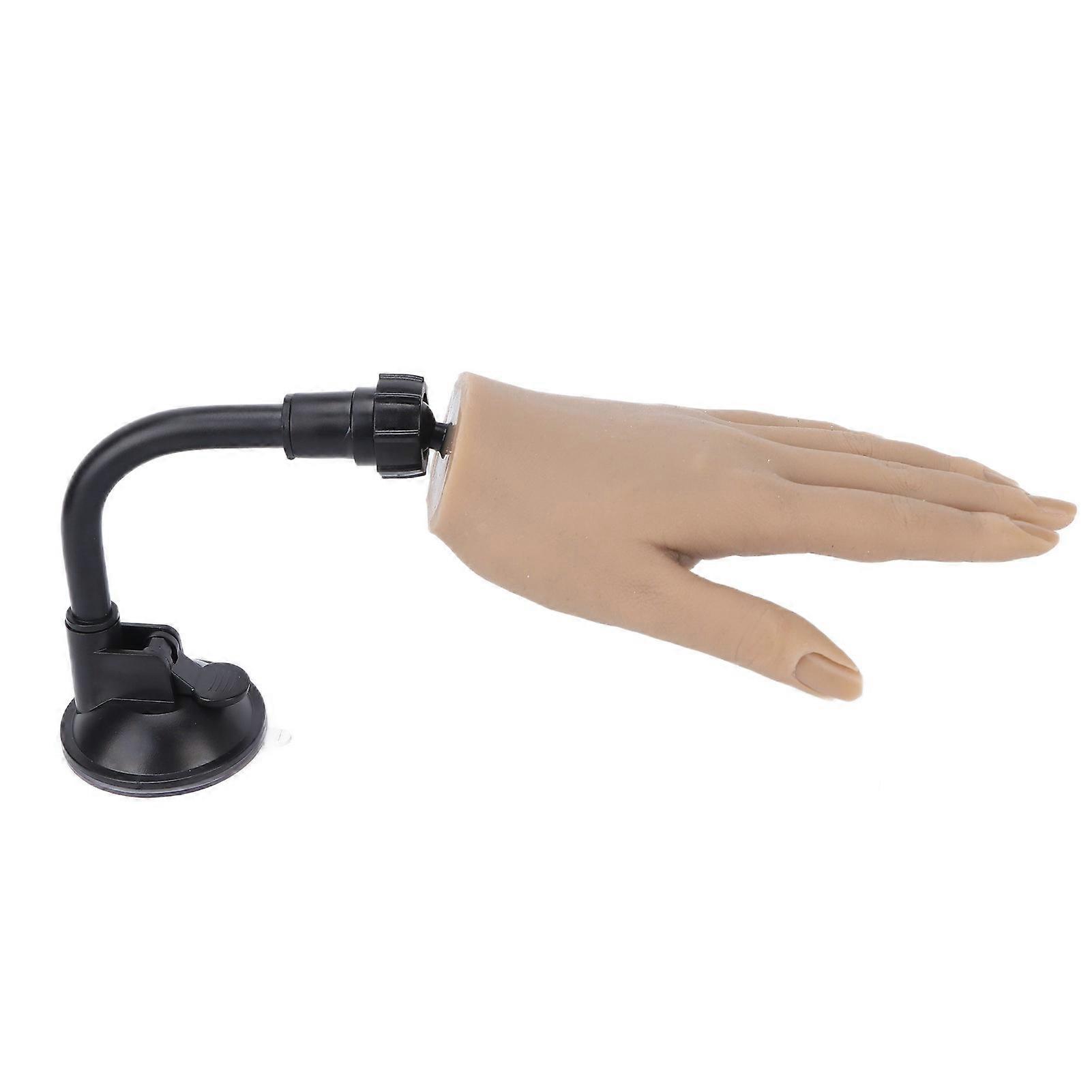 Fake Hand Model Silicone Reusable Nail Art Practice Hand with Fixing Rack for Beginner Practice LearningLeft Hand