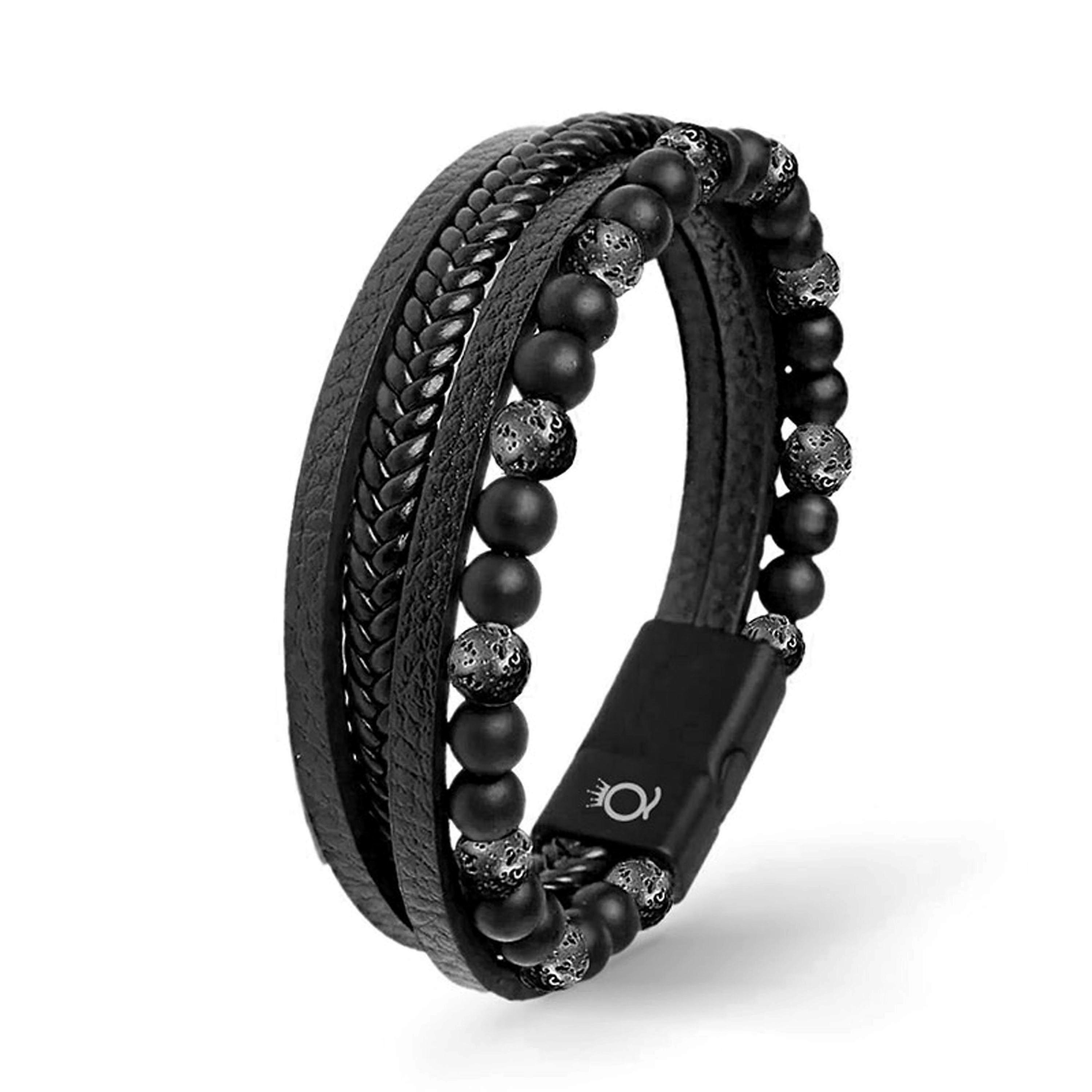 Braided Beaded Bracelet Leather Bracelet Men
