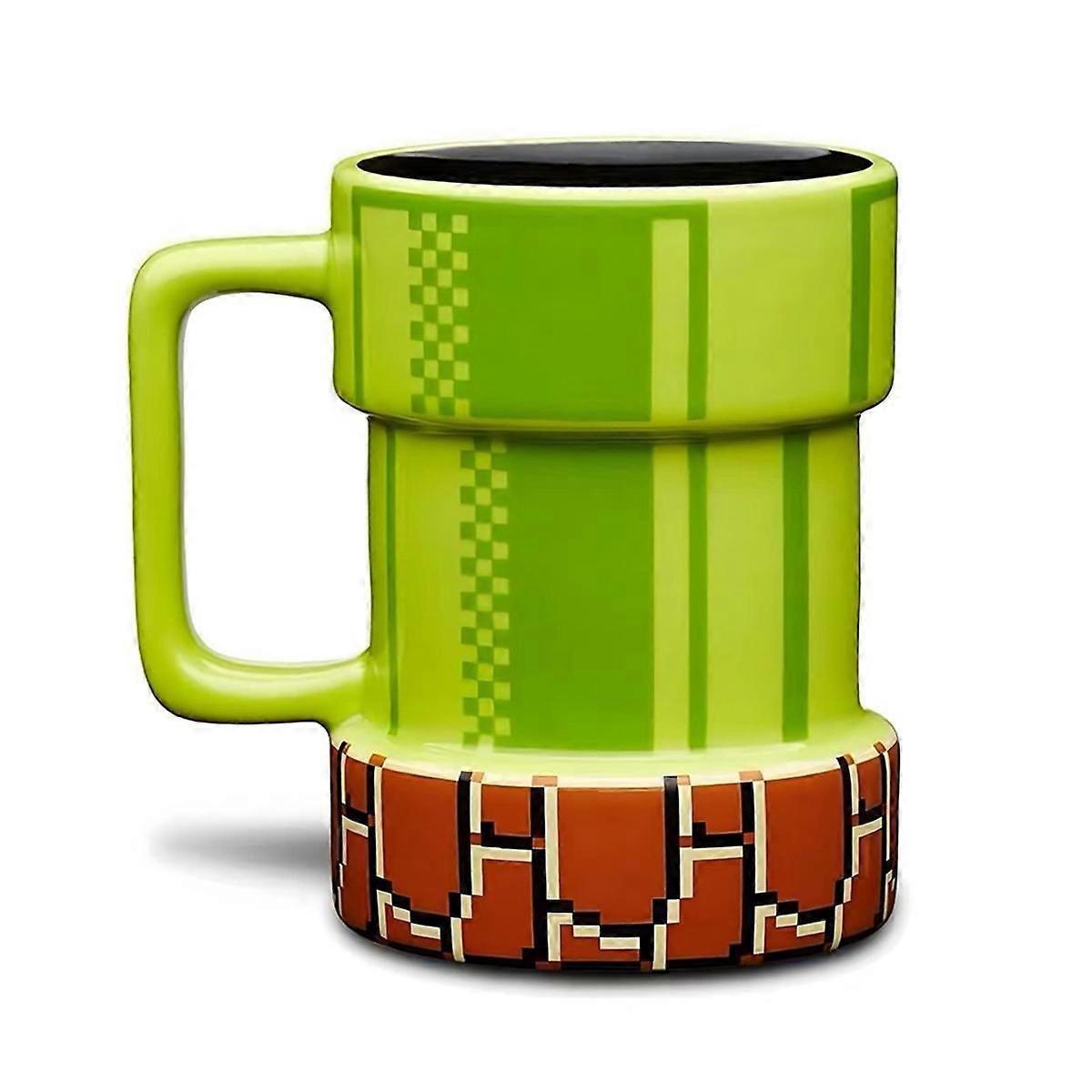 Warp Pipe Cup Ceramic Coffee Mug Gift for Gamer, Dad, Coffee Lover for Cappuccino, Latte Pipe Mouth