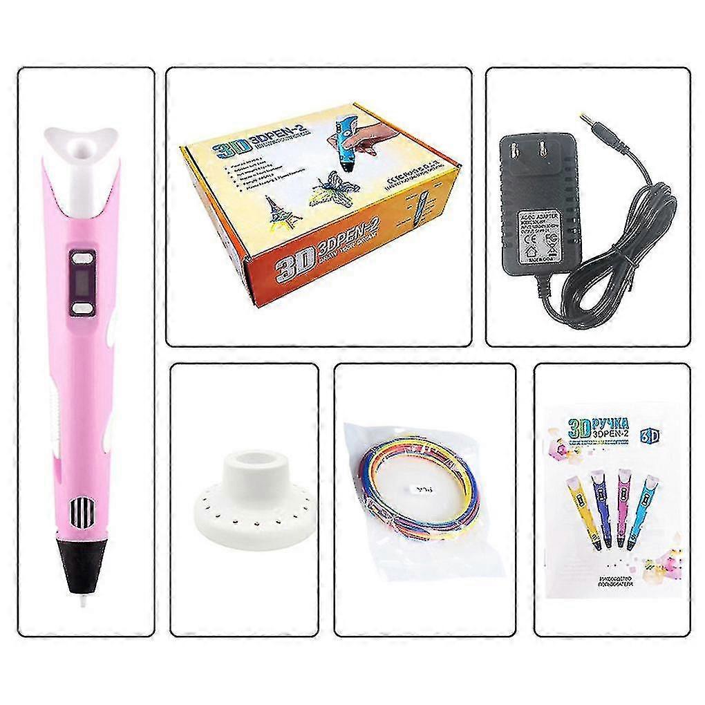 3d Printing Pen Kit Diy Printer Drawing Art Pen With 3 Colors 1.75mm Pla Filaments