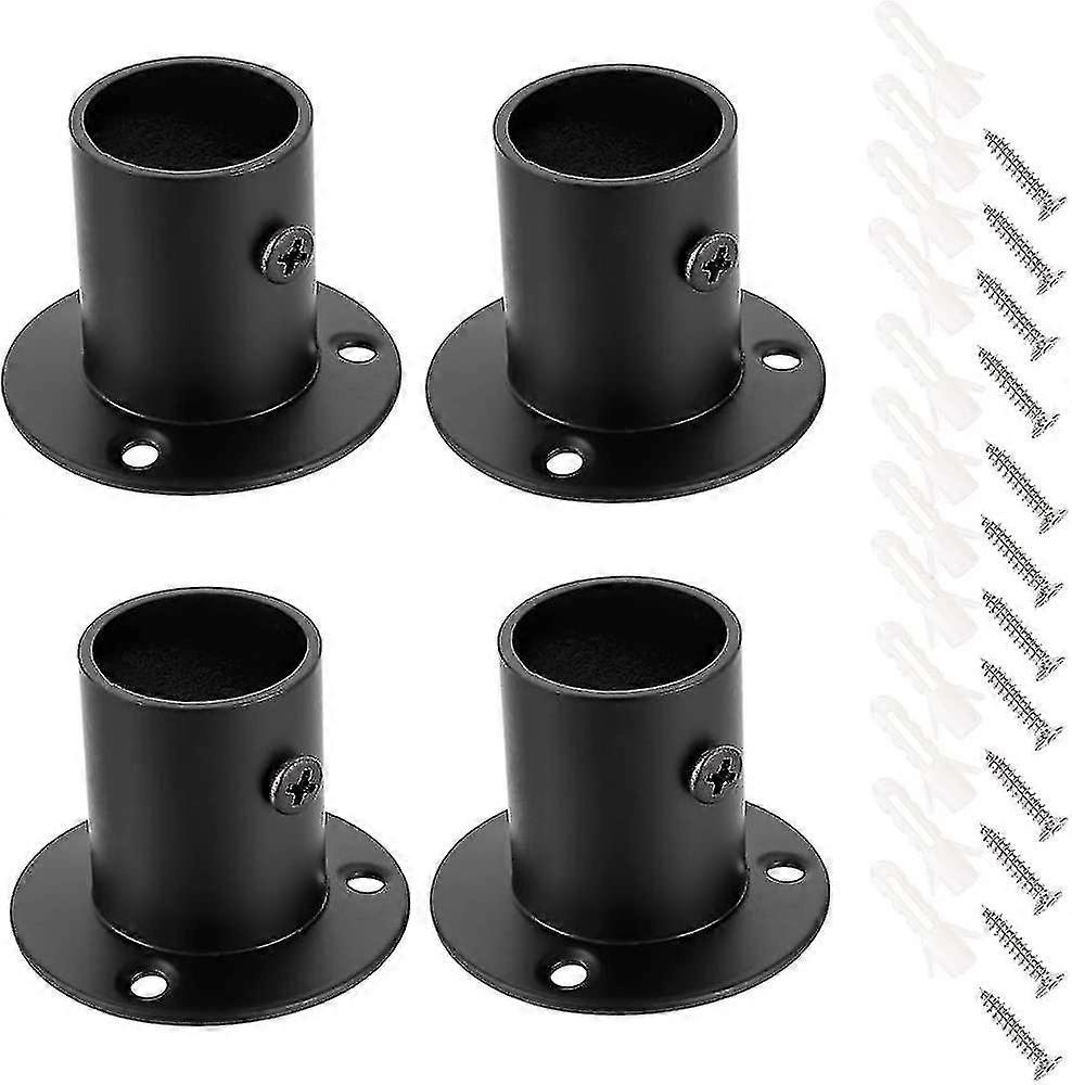 طقم من 4 أقواس قضيب ستارة من الفولاذ المقاوم للصدأ لقضيب الستارة (أسود)