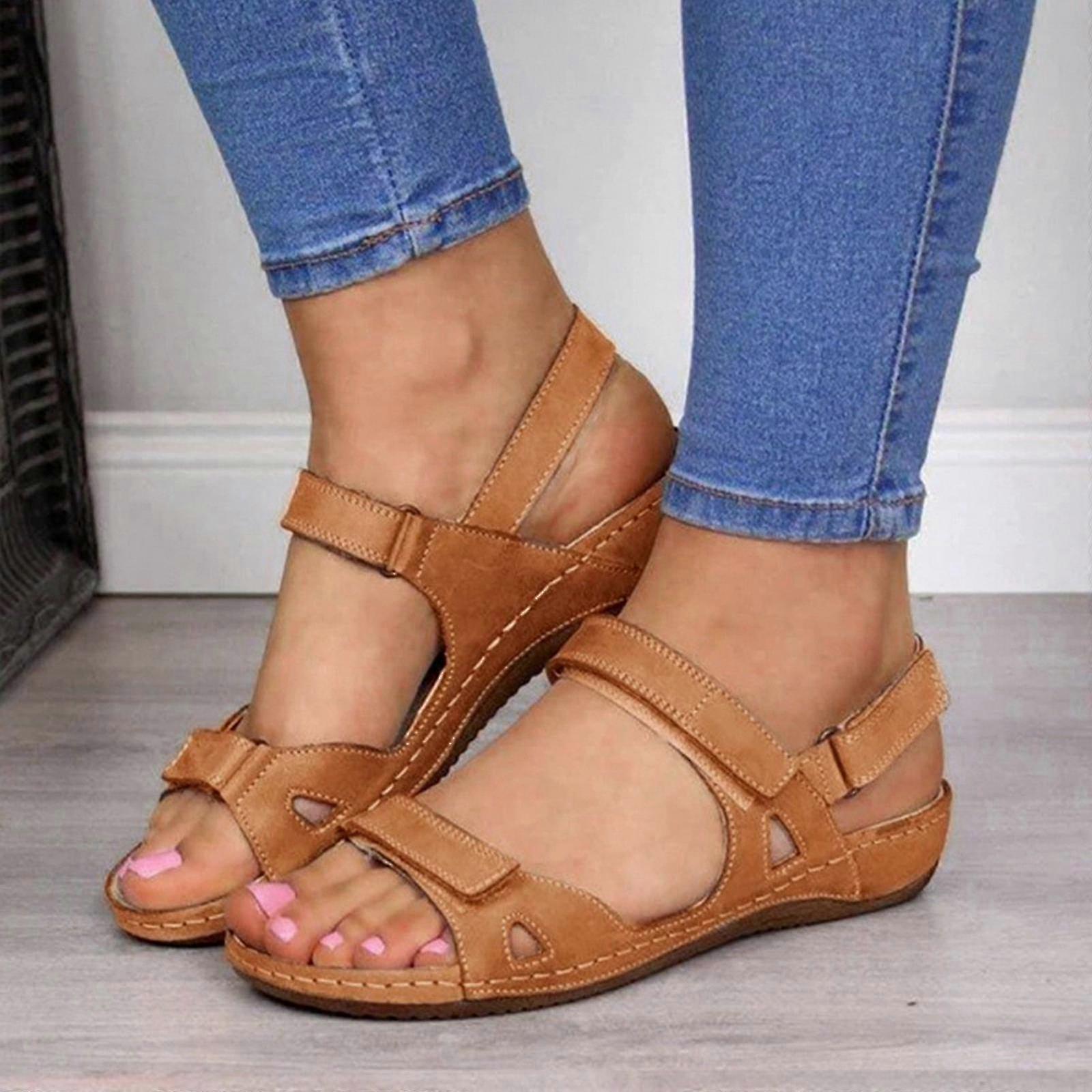 Women'S Summer Solid Color Hollow Out Wedge Comfortable Soft Women'S Sandals
