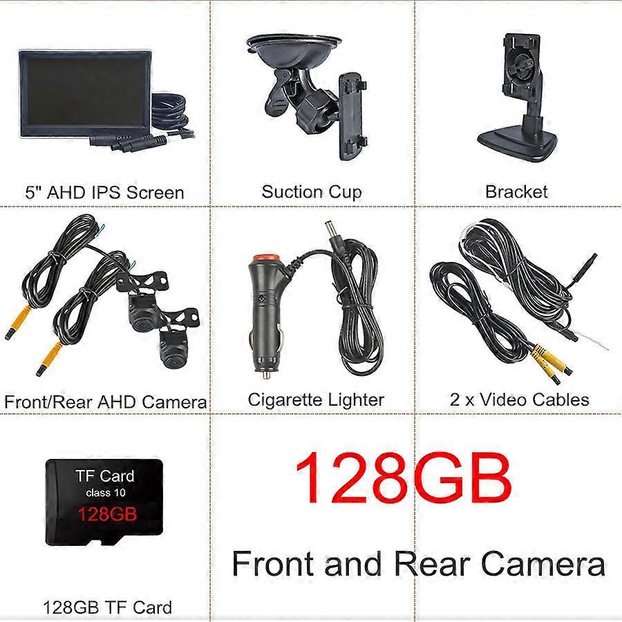 DIYKIT 5inch AHD IPS Vehicle Rear View Monitor 1920*1080 Recording DVR 2 Backup Car Camera AHD Night Vision Support SD Card