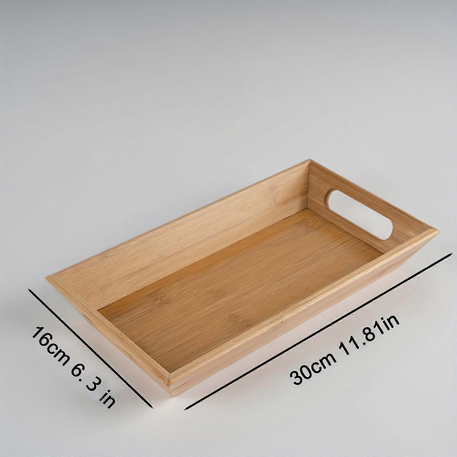 1pc Wooden Bamboo Serving Tray - Stylish & Durable with Ergonomic Handles - Perfect for Breakfast, Snacks, Desserts, Coffee & Tea - Ideal for Home, Ho