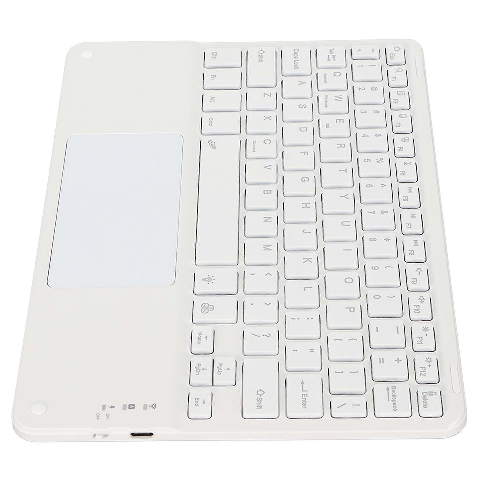 Wireless Keyboard with RGB Backlight and Touchpad Ultra Thin 10inch for Home Office White