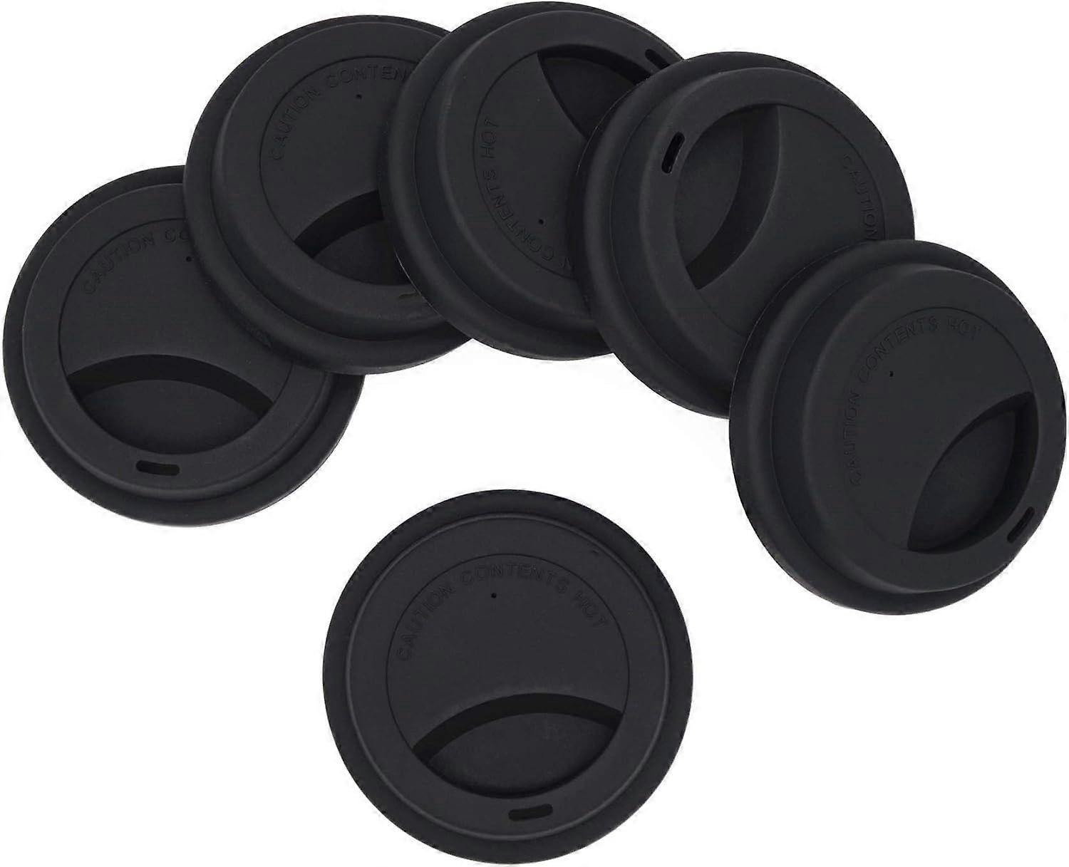 Silicone Lids, Leak Proof, Reusable, Black, 6 Pack