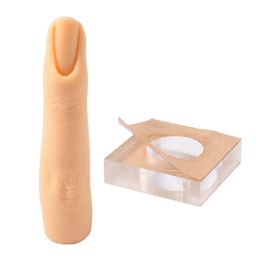 Silicone finger with base flexible simulation finger suitable for nail enhancement practice, ring display