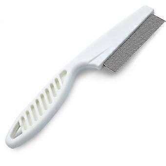 Dog and Cat Comb  7.4 Inches  Fur Detangling Tool  Grooming and Massage Comb  Durable  Closely Tied Stainless Steel Comb Teeth  White Handle  1 Piece