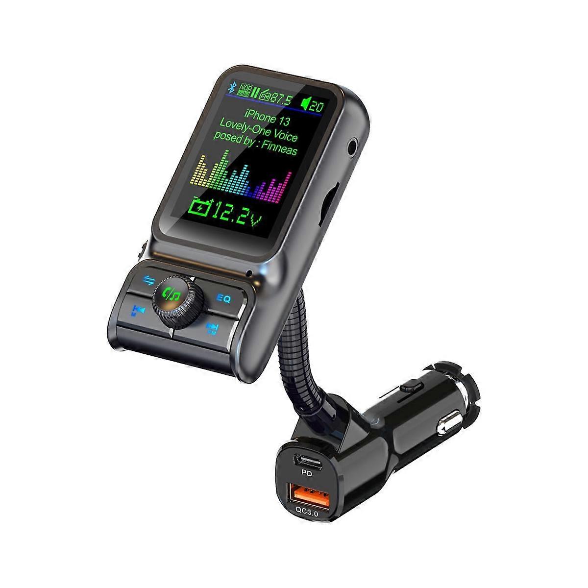 QC3.0 Fast Charge Car Bluetooth MP3 Player FM Transmitter HD Colorful Screen Display Car Supplies