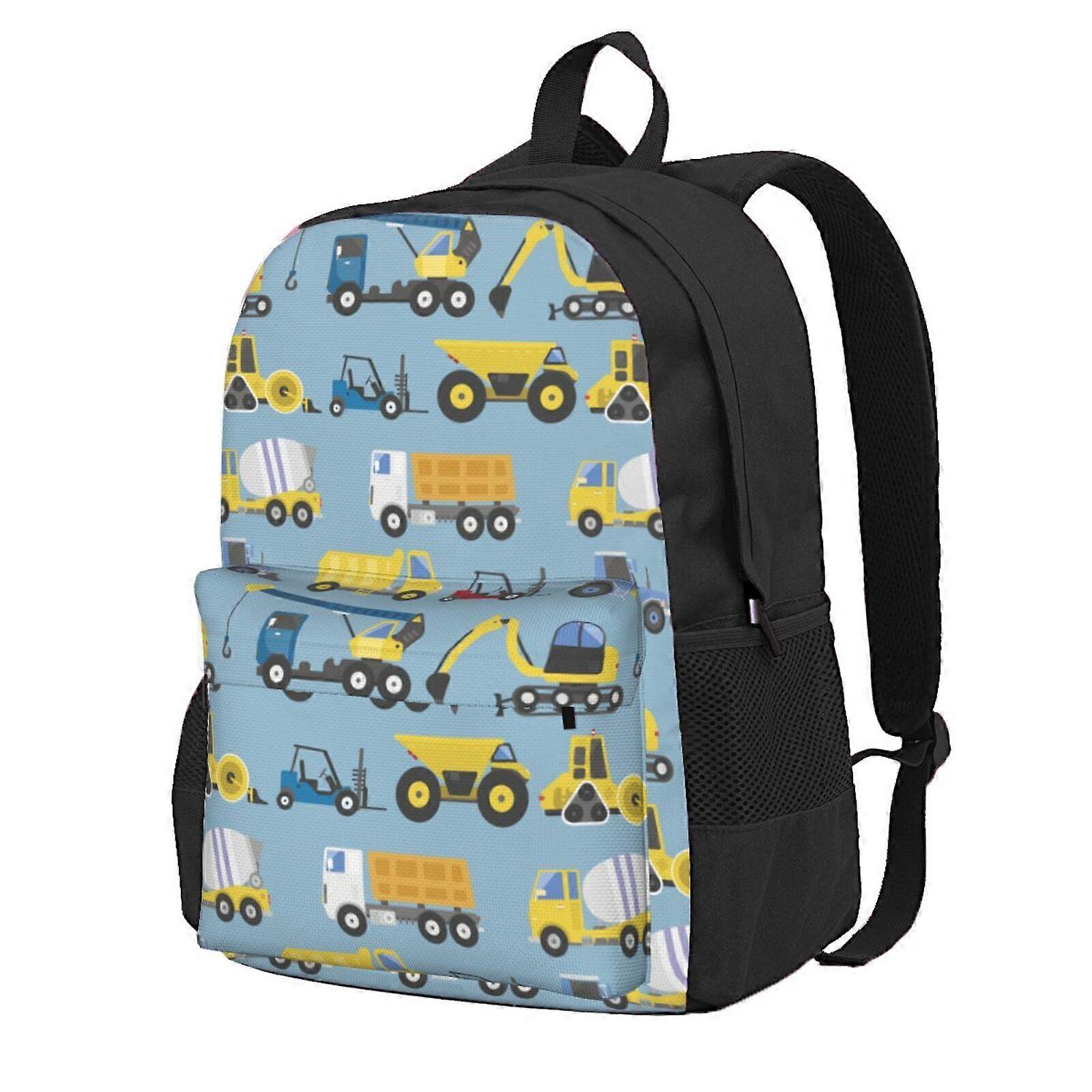 Construction Trucks Pattern Backpack,Large Capacity Travel Backpack,Laptop Backpack,Water Resistant Backpack For Women Men