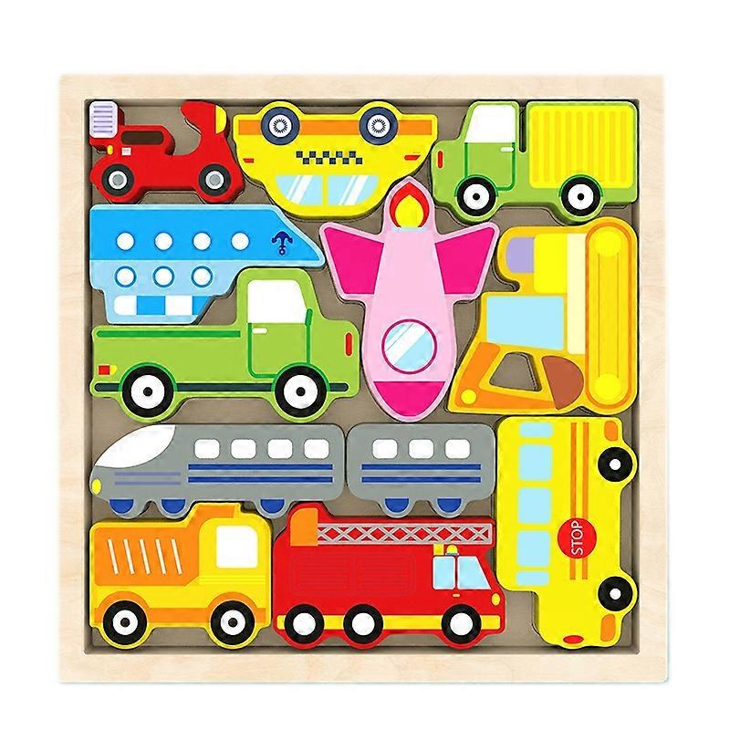 2 PCS Cartoon 3D Puzzle Board Toy(Traffic)