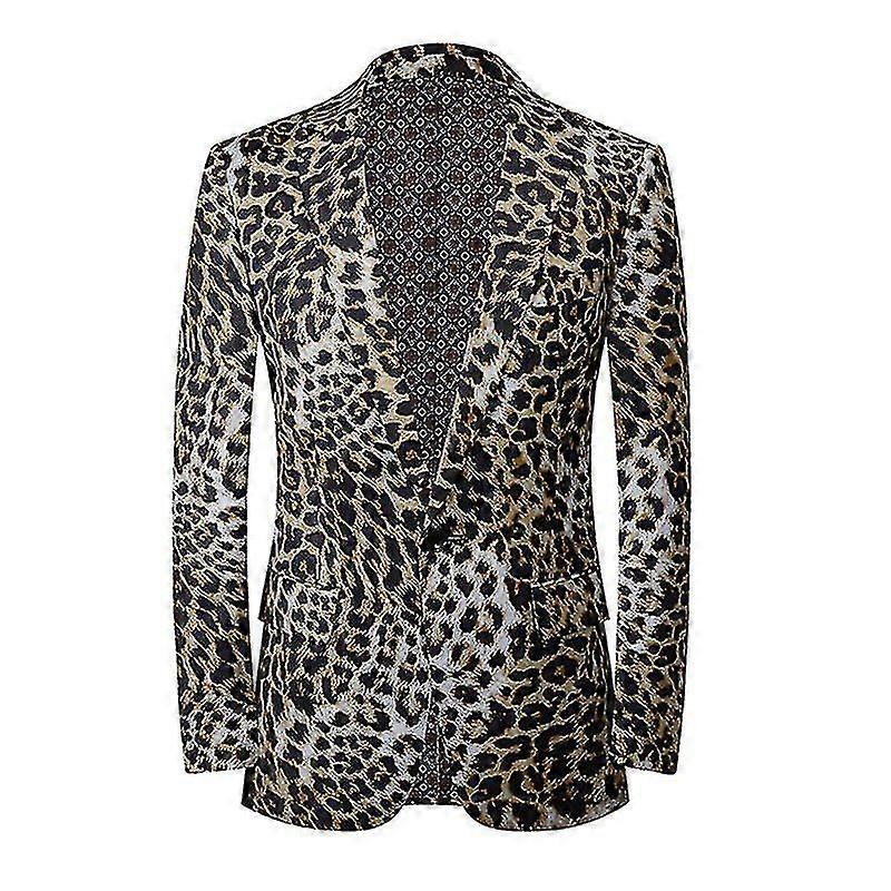 Men's Fashion Slim Casual Suit Jacket Leopard Print Small Suit Top