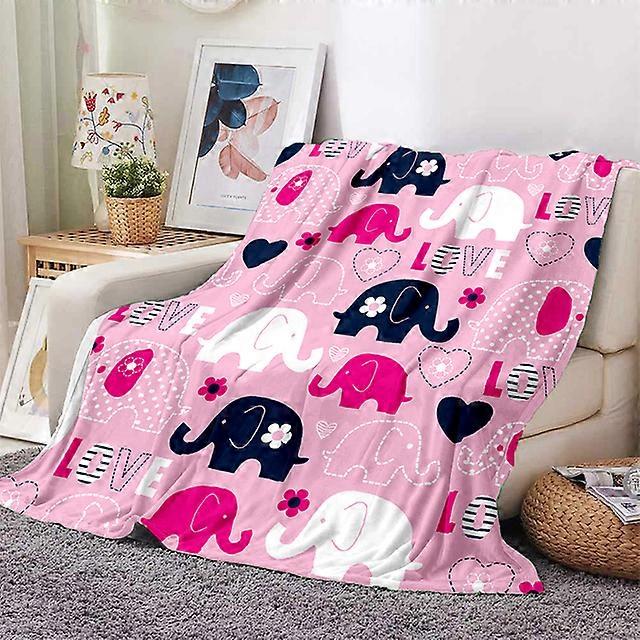 Pink Cartoon Animals HD Printed Blanket Flannel Soft Plush Sofa Bed Throwing Blankets PlushCustom Blanket Giftgirl Blanket